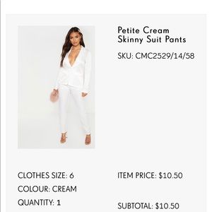 cream silk dress pants skinny ! never worn size 6